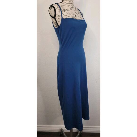 Susana Monaco Square Neckline Slip Midi Dress Size Small Stretch Blue - Picture 4 of 10